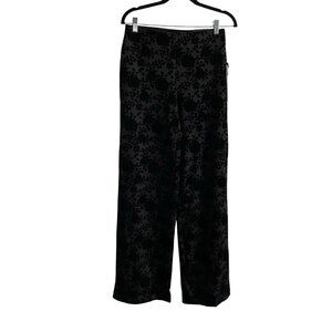 Rachel Zoe Women S Black Floral Velvet Elastic Waist High Rise Wide Leg Pant NWT